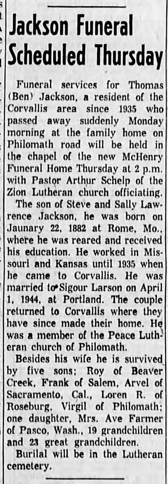 Thomas BEN Jackson 4/7/1959